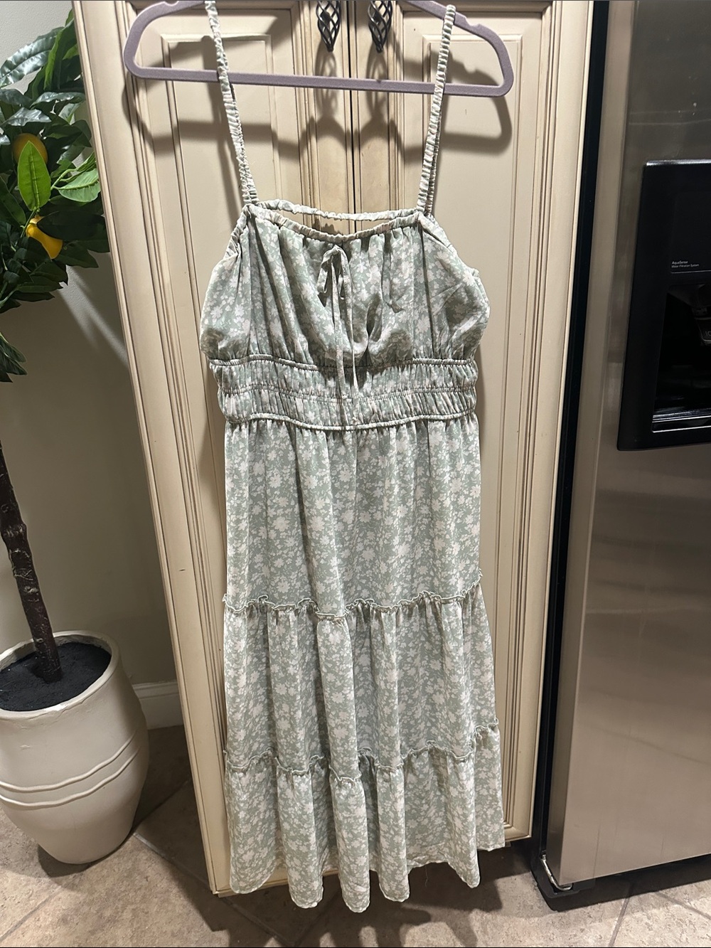 Floral Tiered Maxi Dress in Sage Green
